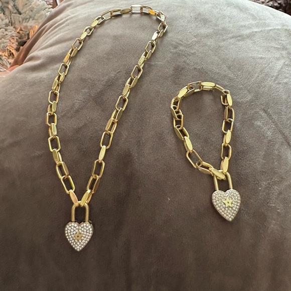 Jewelry - Dior Gold Heart Lock Necklace and matching bracelet